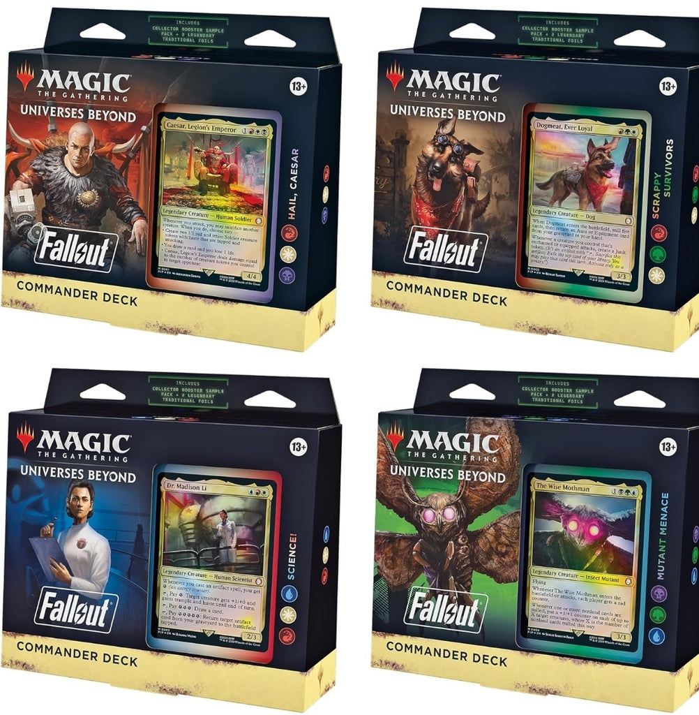 Magic the Gathering: Universes Beyond Fallout Commander Decks on sale this Friday, 3/8/24!